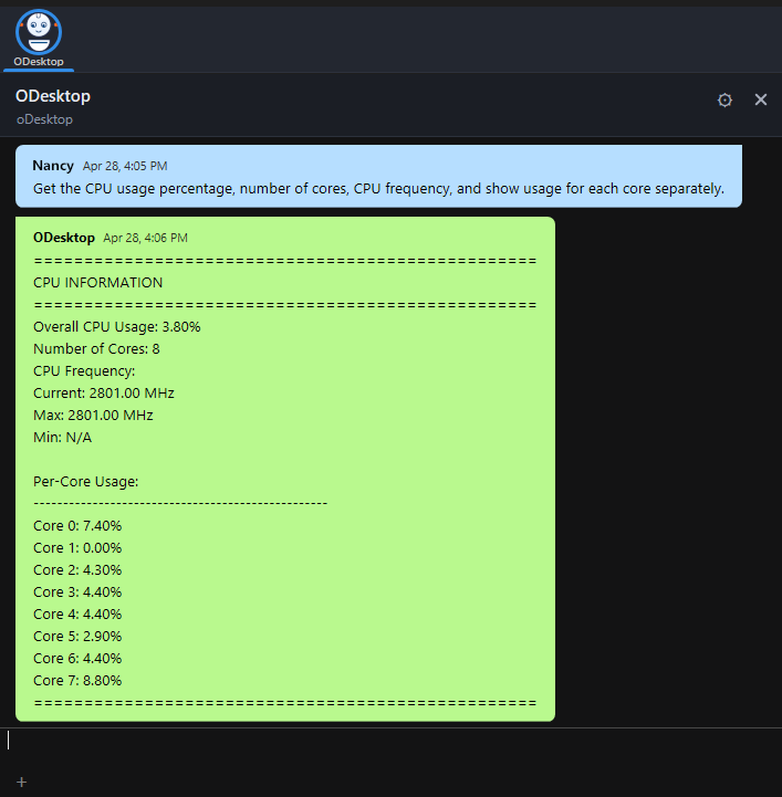 ODesktop extracting text from an image inside Output Messenger