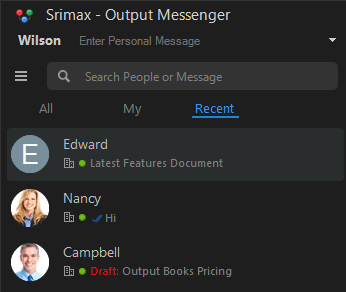 Output Messenger Draft Message in Chat Window