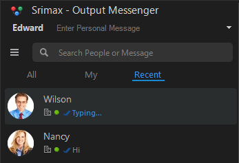 Output Messenger Typing Message in Recent Tab