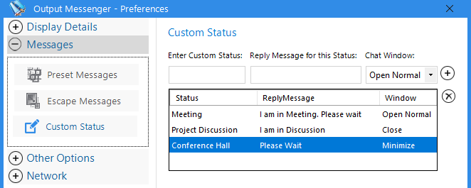 Instant Messenger Custom Status