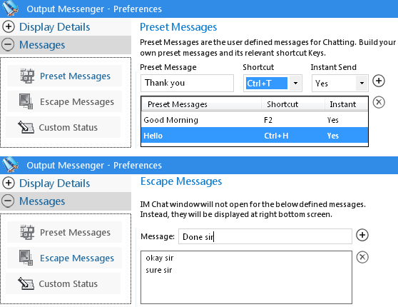 Instant Messenger Escape Message