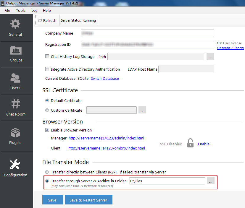 Output Messenger File Transfer Modes