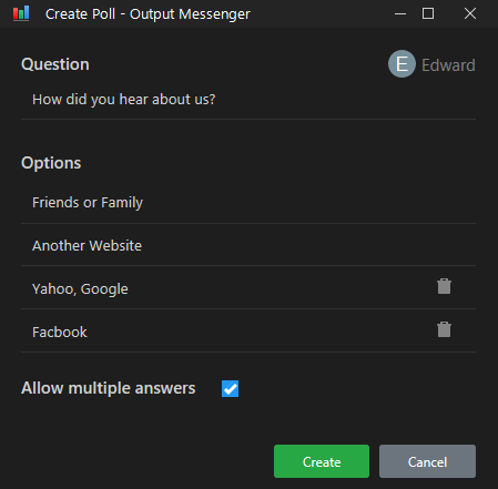 Output Messenger Create Poll