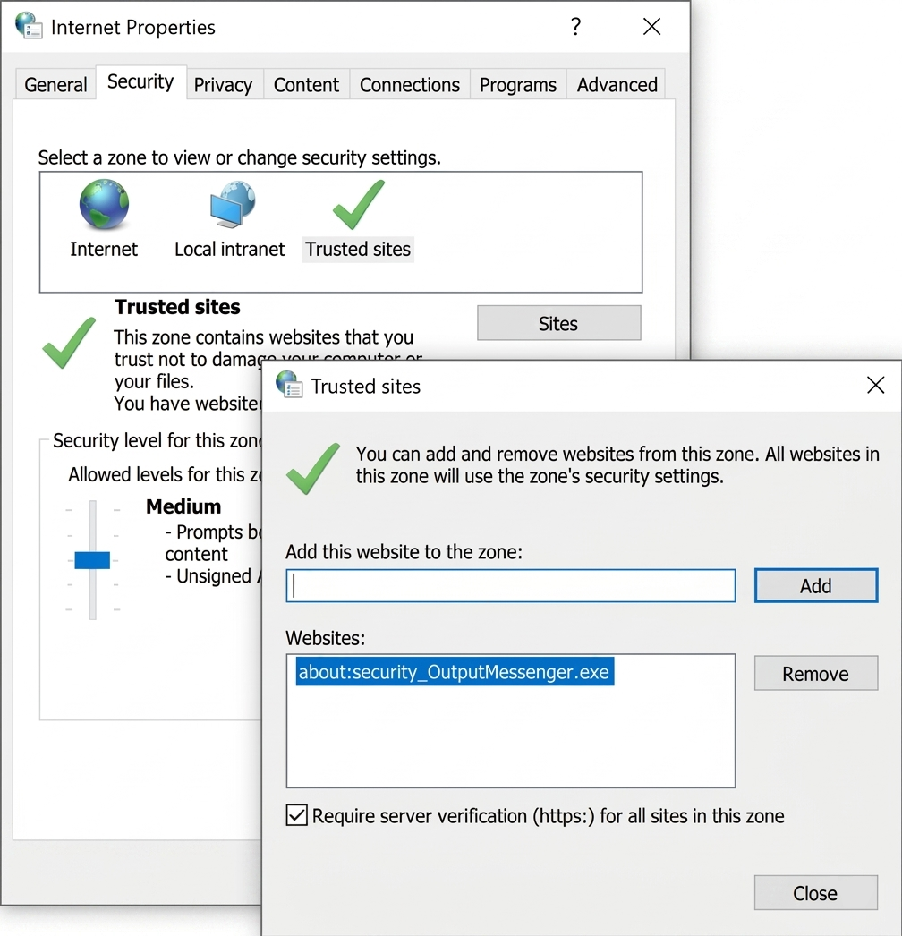 Internet Security Settings for Blank Chat Window