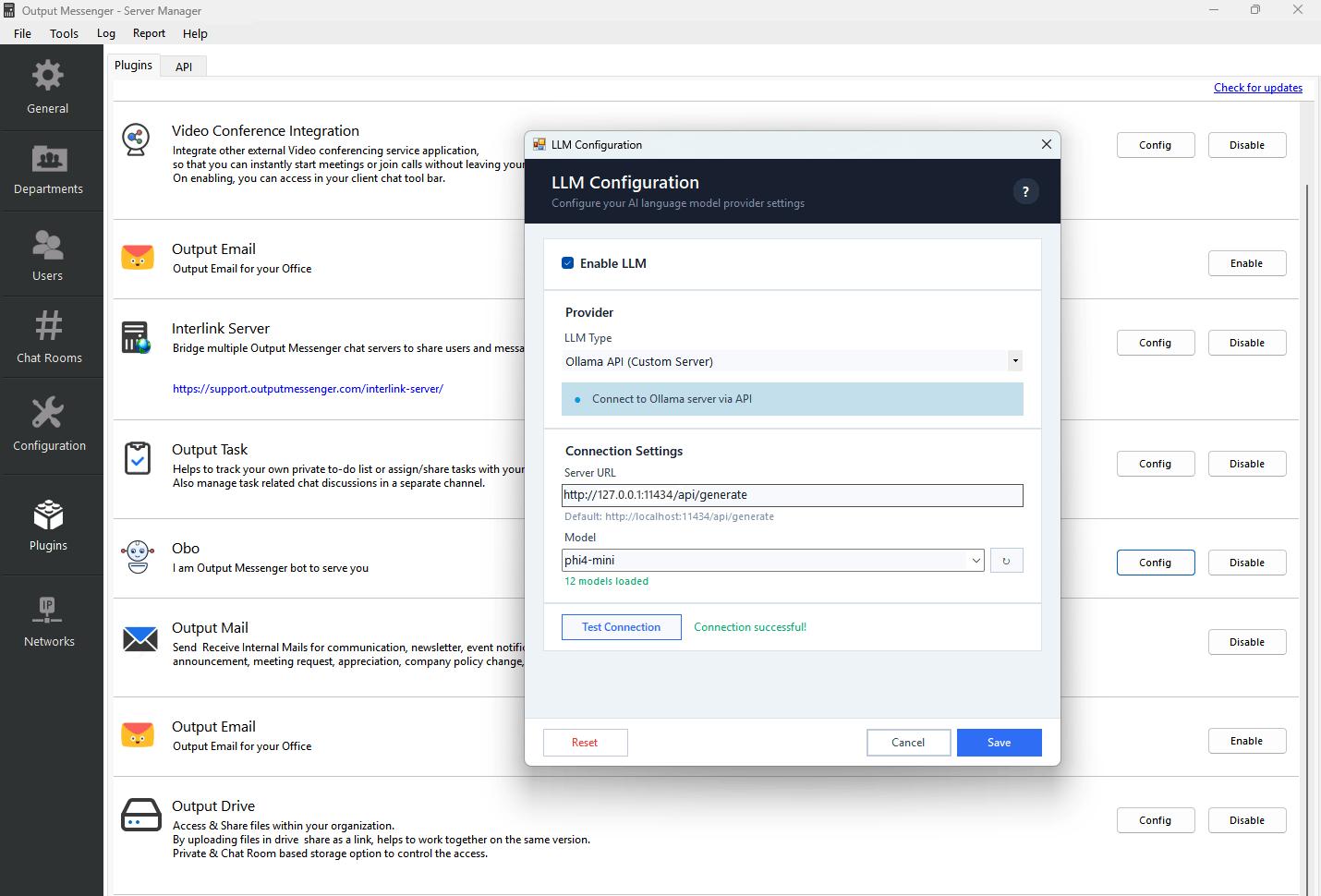 LLM Configuration in Server Manager