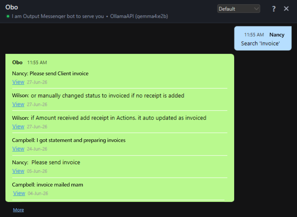 Searching chat logs with OBO