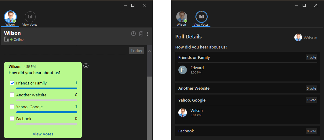 Output Messenger - Poll in the Chat Window