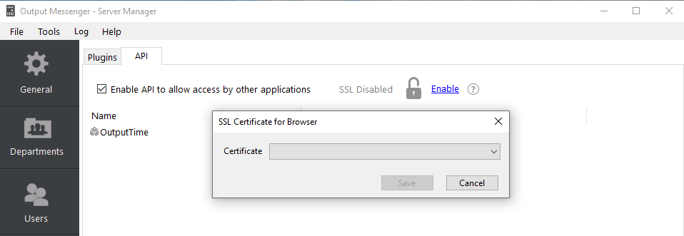 Output Messenger API with SSL