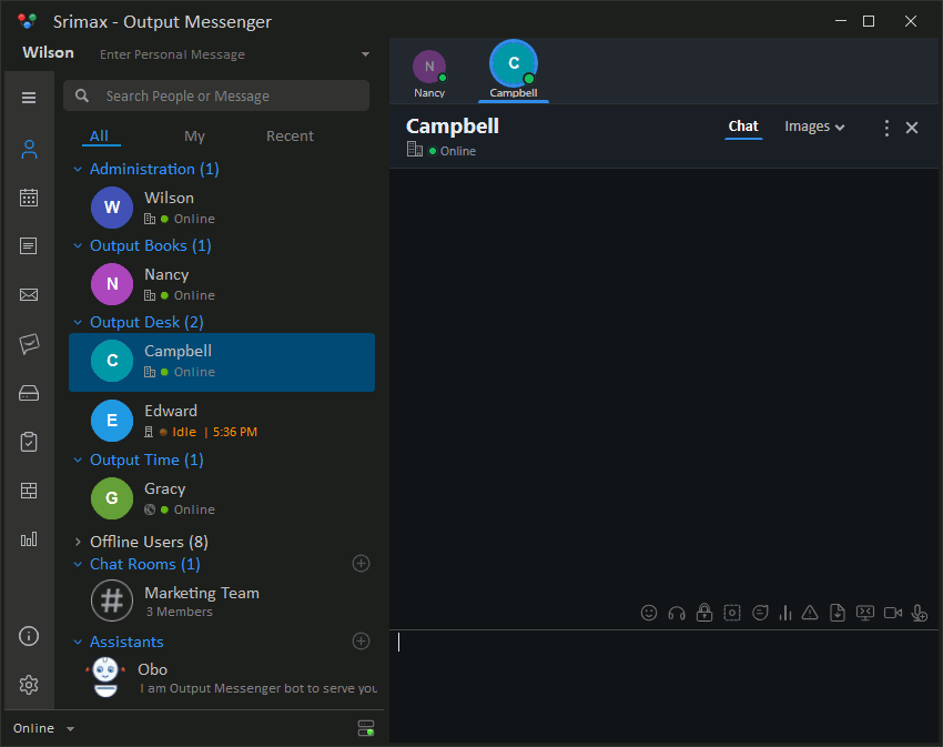 Output Messenger Chat Window