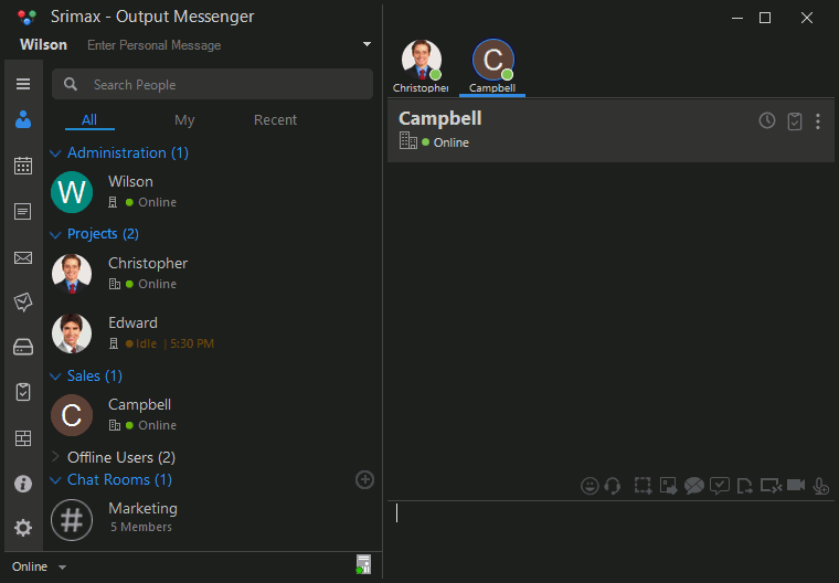 Output Messenger Chat Window