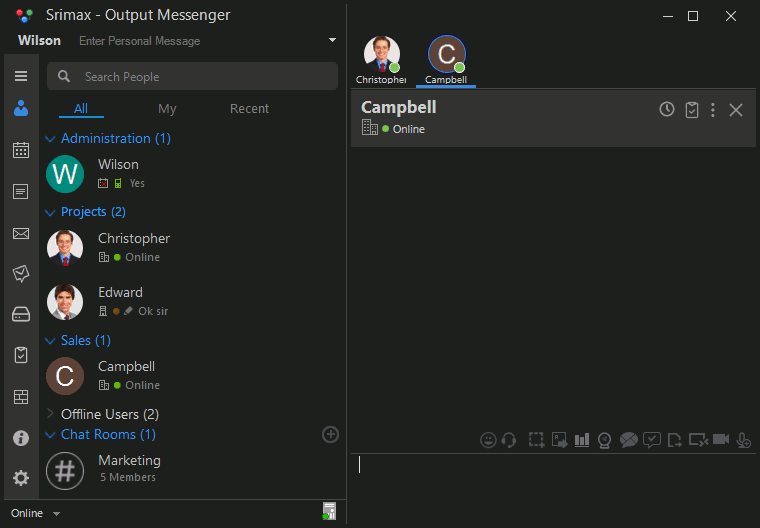 Output Messenger Chat Window